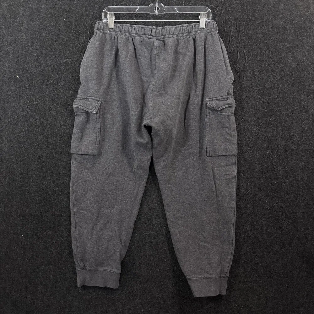 Nike Club Fleece Cargo Joggers Men's Large Gray Sweatpants Elastic Pockets